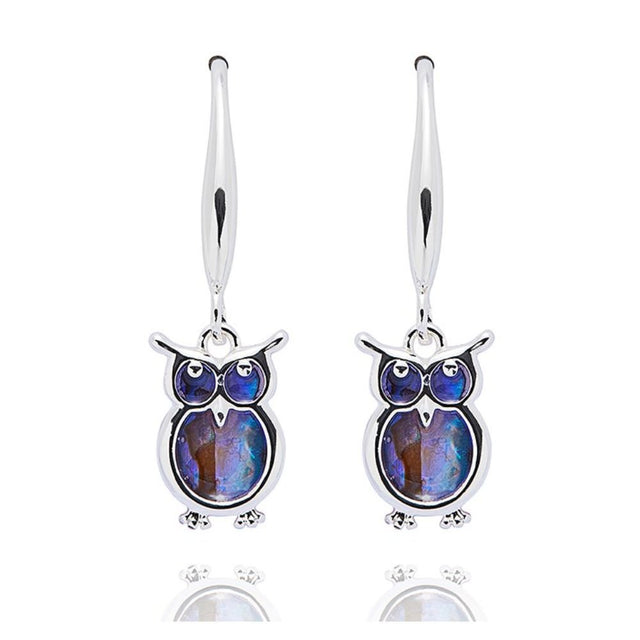 Equilibrium Paua Shell Owl Drop Earrings - Silver - Old Railway Line Garden Centre