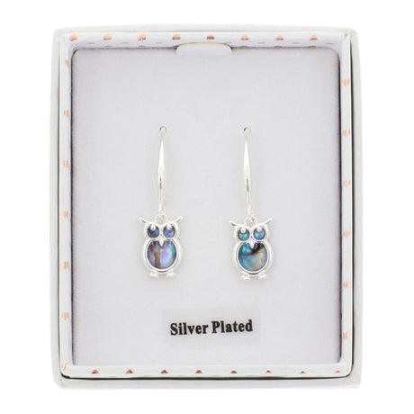 Equilibrium Paua Shell Owl Drop Earrings - Silver - Old Railway Line Garden Centre