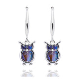 Equilibrium Paua Shell Owl Drop Earrings - Silver