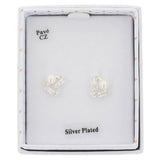 Equilibrium Pearl Crossover Heart Silver Plated Earrings