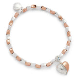 Equilibrium Polished Two Tone Textured Heart Bracelet