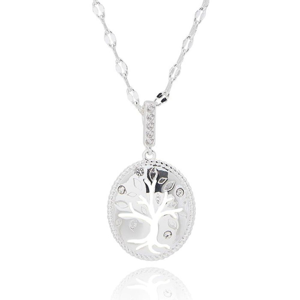 Equilibrium Tree of Life Silhouette Silver Plated Necklace