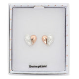 Equilibrium Polished Two Tone Textured Heart Earrings
