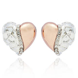 Equilibrium Polished Two Tone Textured Heart Earrings