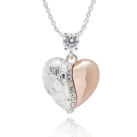 Equilibrium Polished Two Tone Textured Heart Necklace