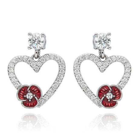 Equilibrium Poppy Sparkle Heart Stud Earrings
