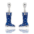 Equilibrium Secret Garden Spot Wellies Silver Plated Earrings - Blue - Old Railway Line Garden Centre