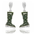 Equilibrium Secret Garden Wellies Silver Plated Drop Earrings - Green - Old Railway Line Garden Centre