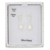 Equilibrium Sparkle Swirl Freshwater Pearl Silver Plated Earrings