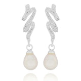 Equilibrium Sparkle Swirl Freshwater Pearl Silver Plated Earrings