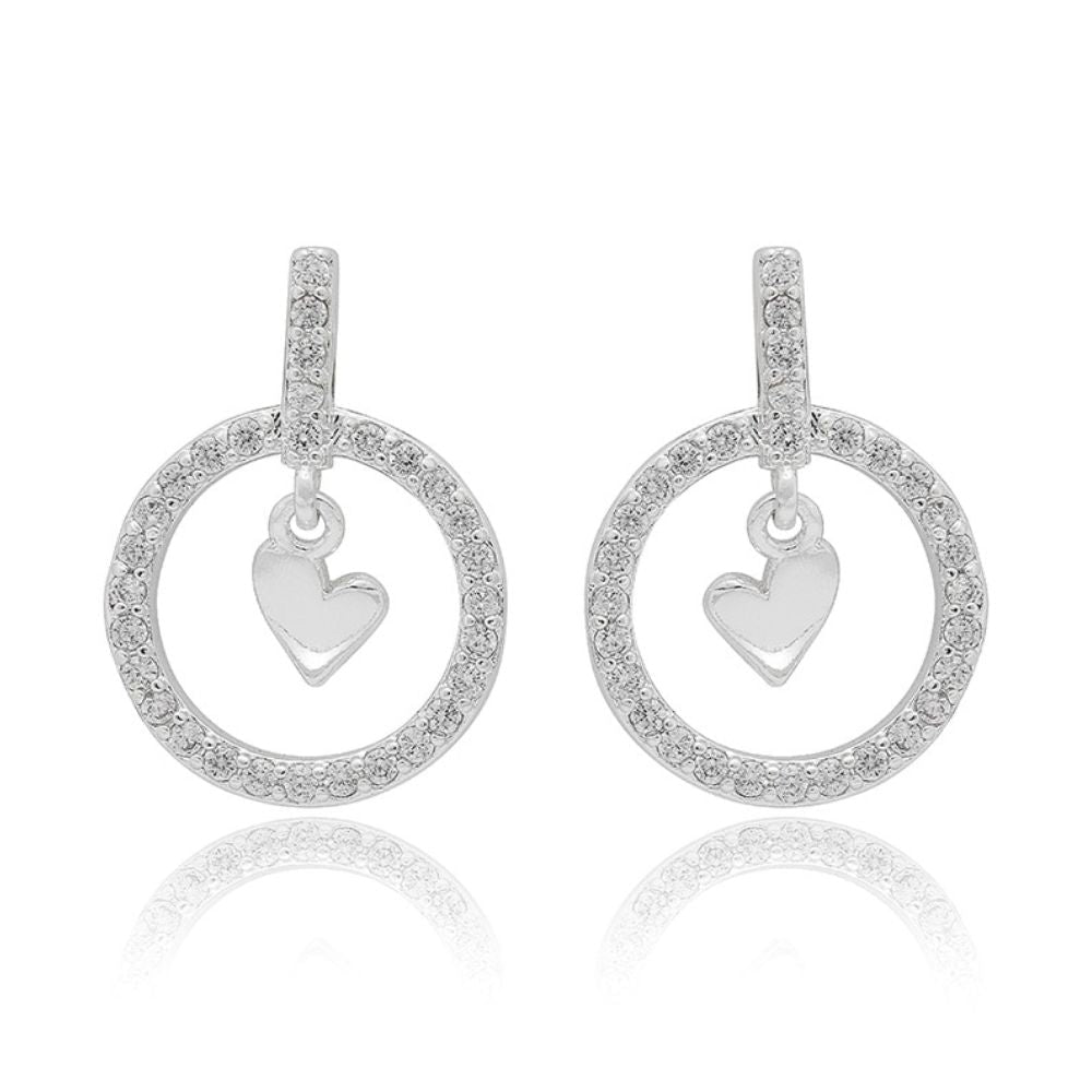 Equilibrium Te Amo Encircled Heart Silver Plated Earrings - Old Railway Line Garden Centre