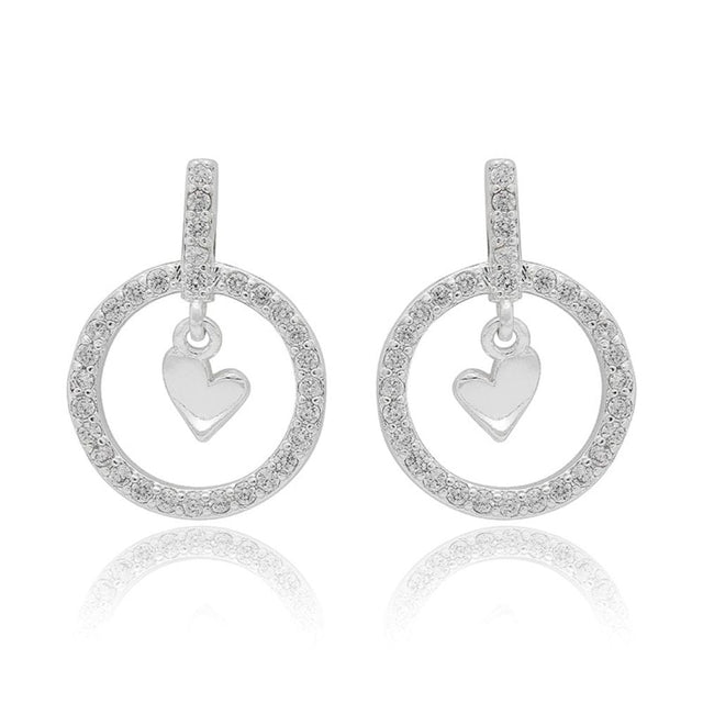 Equilibrium Te Amo Encircled Heart Silver Plated Earrings - Old Railway Line Garden Centre