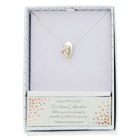 Equilibrium Te Amo Layered Heart Two Tone Necklace - Old Railway Line Garden Centre