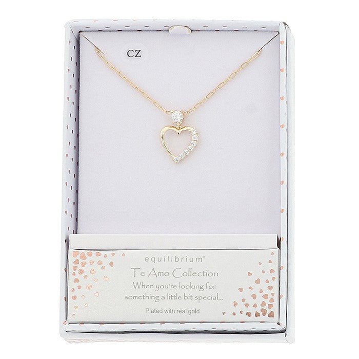 Equilibrium Te Amo Pretty Heart Gold Plated Necklace - Old Railway Line Garden Centre