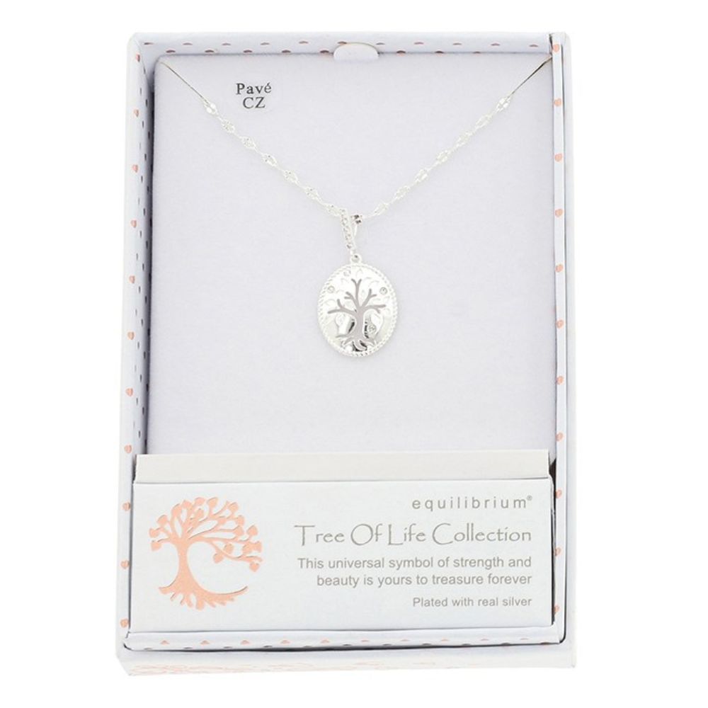 Equilibrium Tree of Life Silhouette Silver Plated Necklace