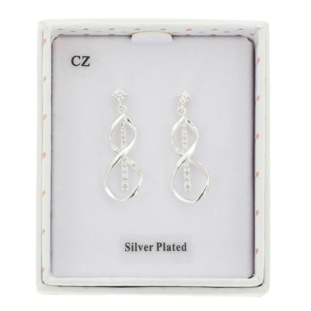 Equilibrium Twisted Bliss Chic Line Swirl Silver Plated Earrings