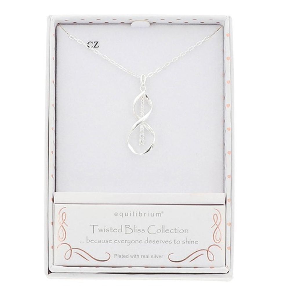 Equilibrium Twisted Bliss Chic Line Swirl Silver Plated Necklace