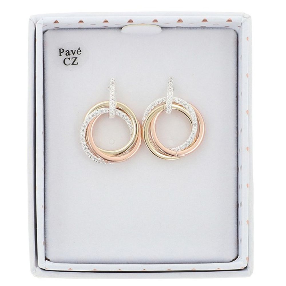 Equilibrium Twisted Bliss Three Tone Circles Earrings