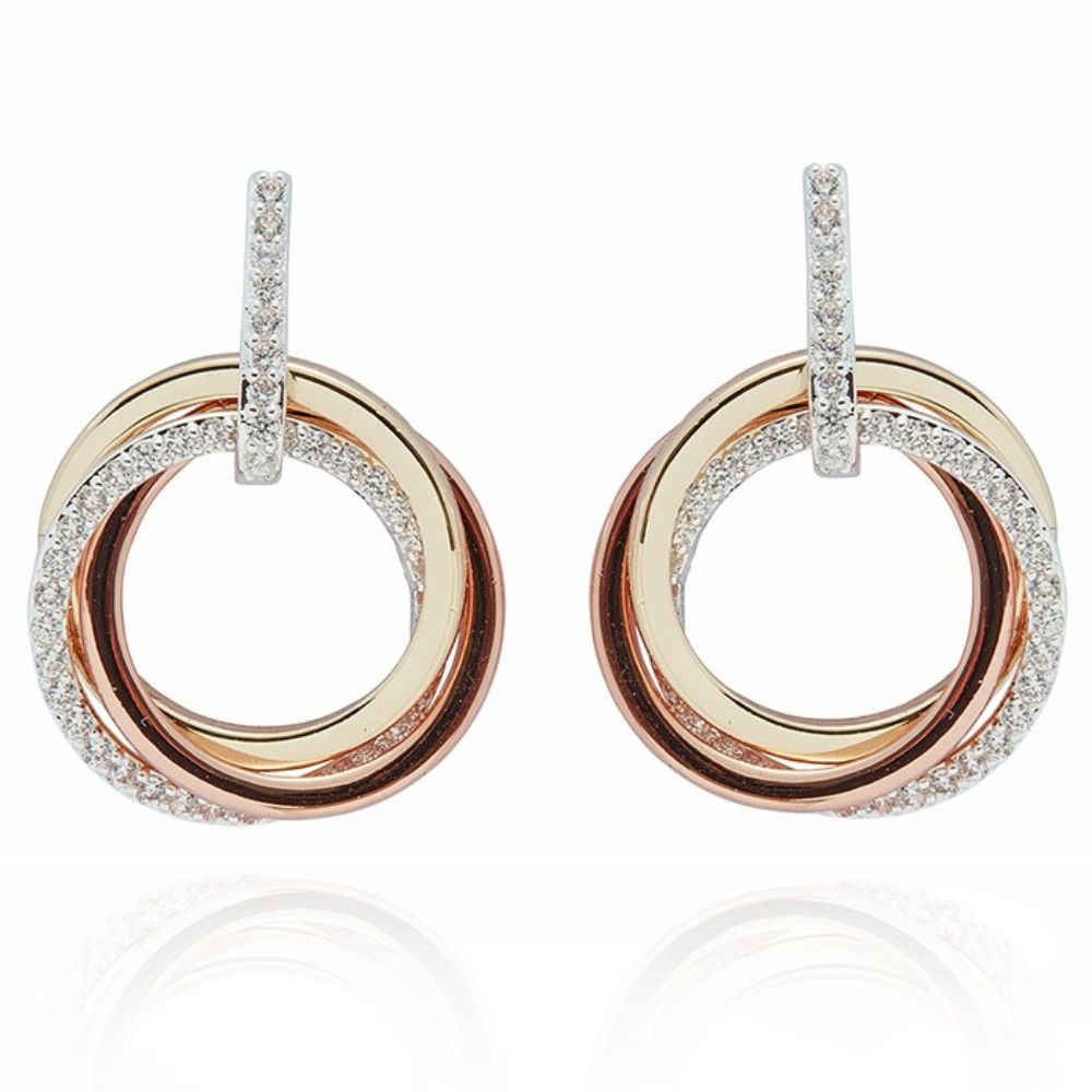Equilibrium Twisted Bliss Three Tone Circles Earrings