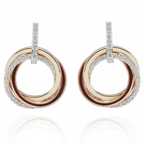 Equilibrium Twisted Bliss Three Tone Circles Earrings