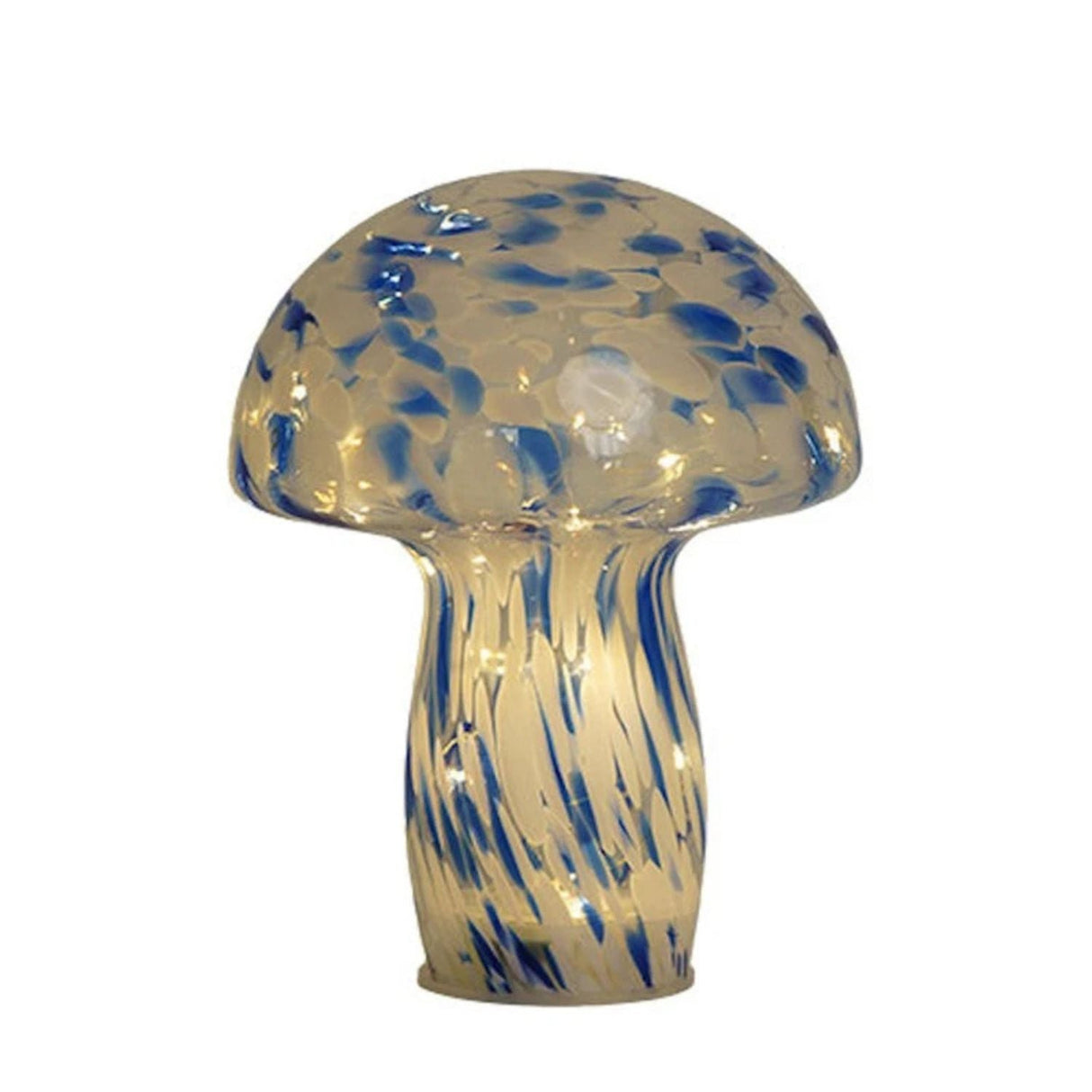 Eureka 24cm Blue & White Glass Art Mushroom Garden Ornament - Old Railway Line Garden Centre