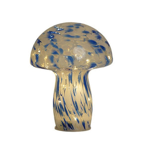 Eureka 24cm Blue & White Glass Art Mushroom Garden Ornament - Old Railway Line Garden Centre