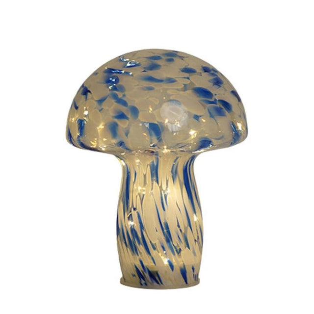 Eureka 24cm Blue & White Glass Art Mushroom Garden Ornament - Old Railway Line Garden Centre