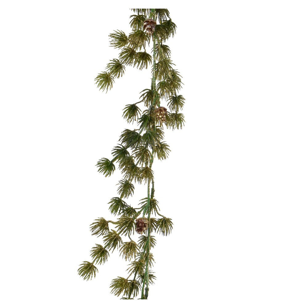 Everlands 180cm Glittery Pine Needle & Pinecone Garland