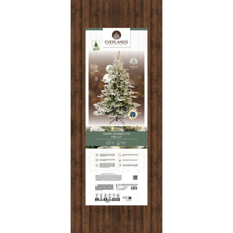 Everlands 2.1m (7ft) Grandis Fir Snowy Pre-Lit Artificial Christmas Tree