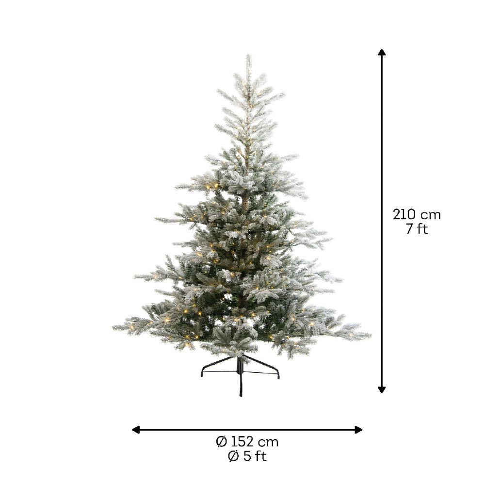 Everlands 2.1m (7ft) Grandis Fir Snowy Pre-Lit Artificial Christmas Tree