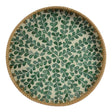 Everlands 38cm Round Rattan Tray with Leaf Pattern Milk Glue - Old Railway Line Garden Centre