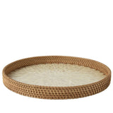 Everlands 38cm Round Rattan Tray with Milk Glue - Old Railway Line Garden Centre