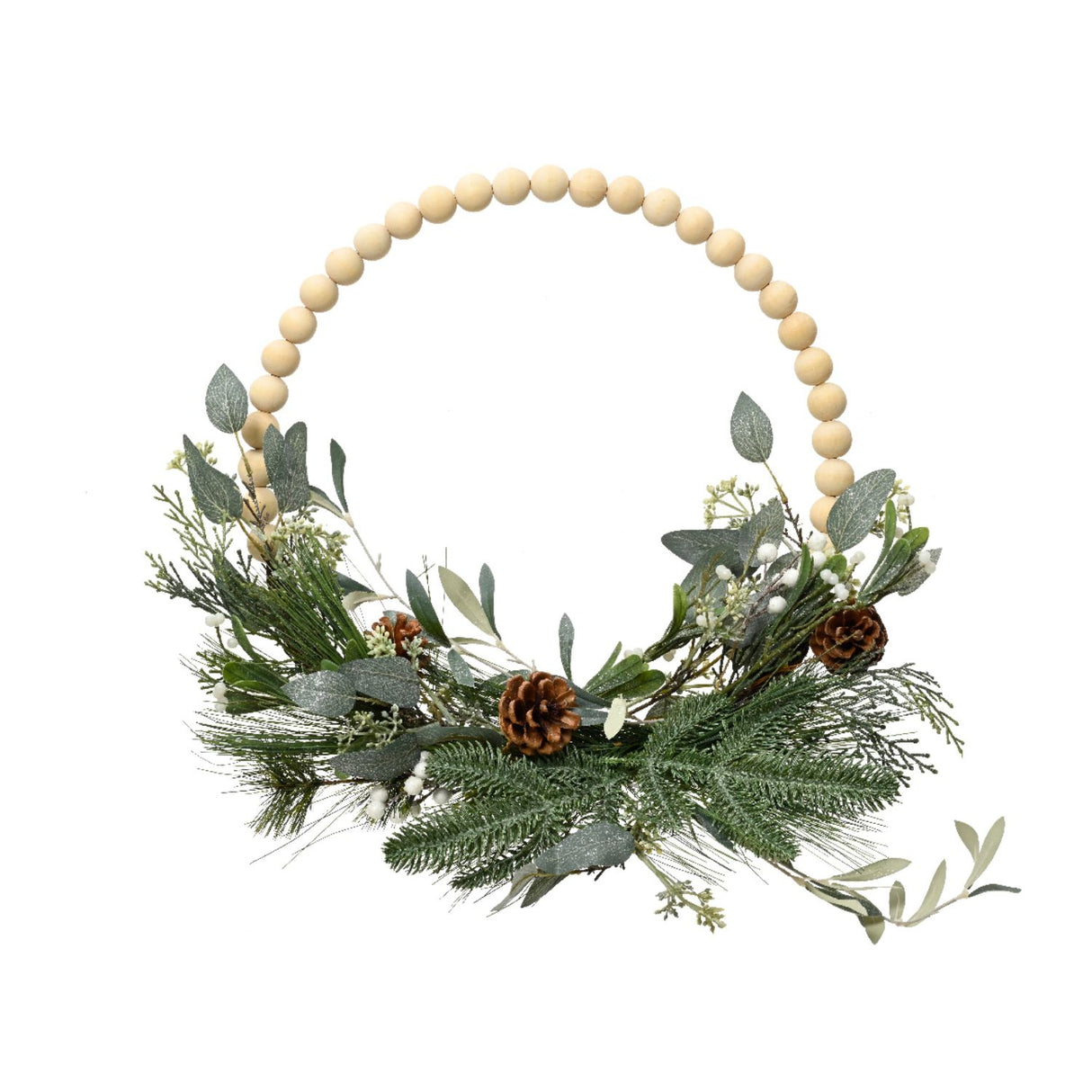 Everlands Eucalyptus Half Wreath with Wooden Balls
