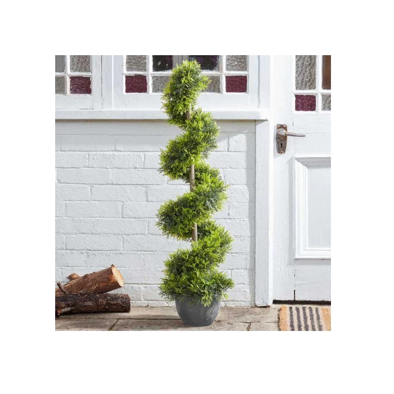 Faux Decor 120cm Artificial Cypress Topiary Twirl - Old Railway Line Garden Centre