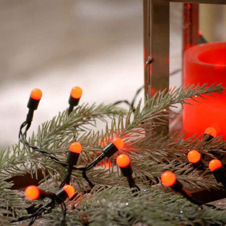 Festive 100 Red LED Battery Operated Berry String Lights (9.9m)