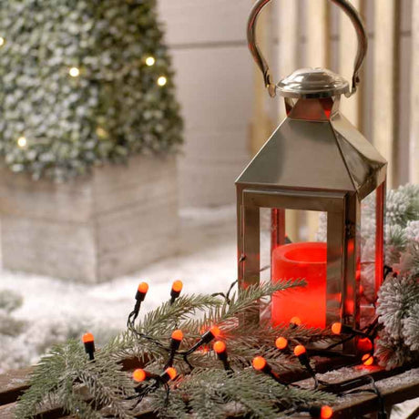 Festive 100 Red LED Battery Operated Berry String Lights (9.9m)