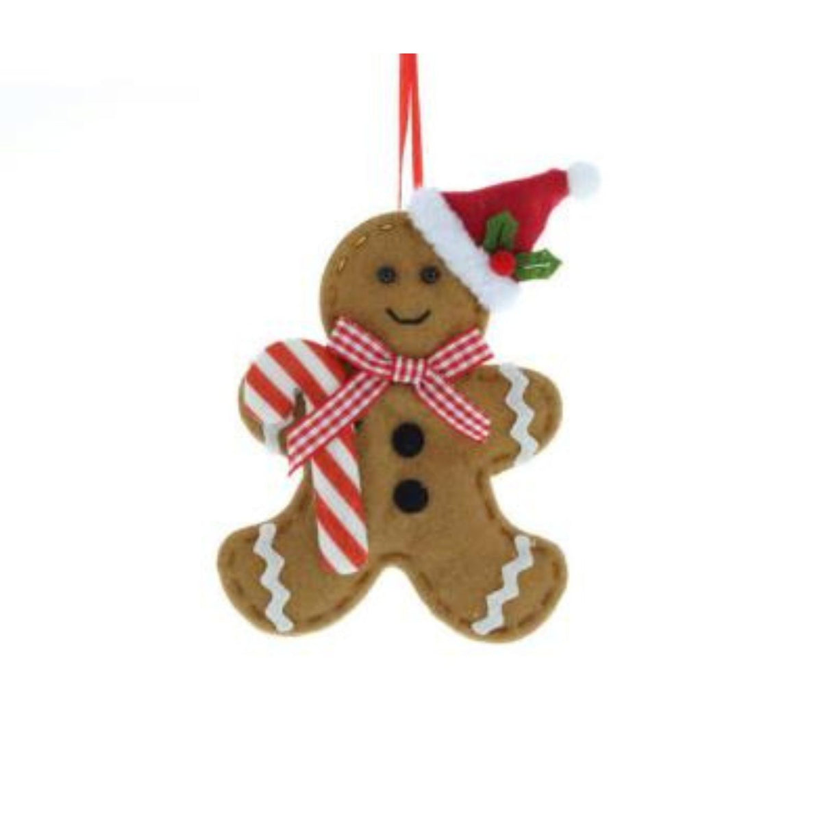 Festive 14cm Hanging Gingerbread with Candy Cane