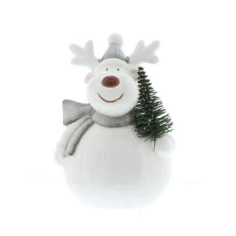 Festive 14cm White Reindeer with Tree Ornament