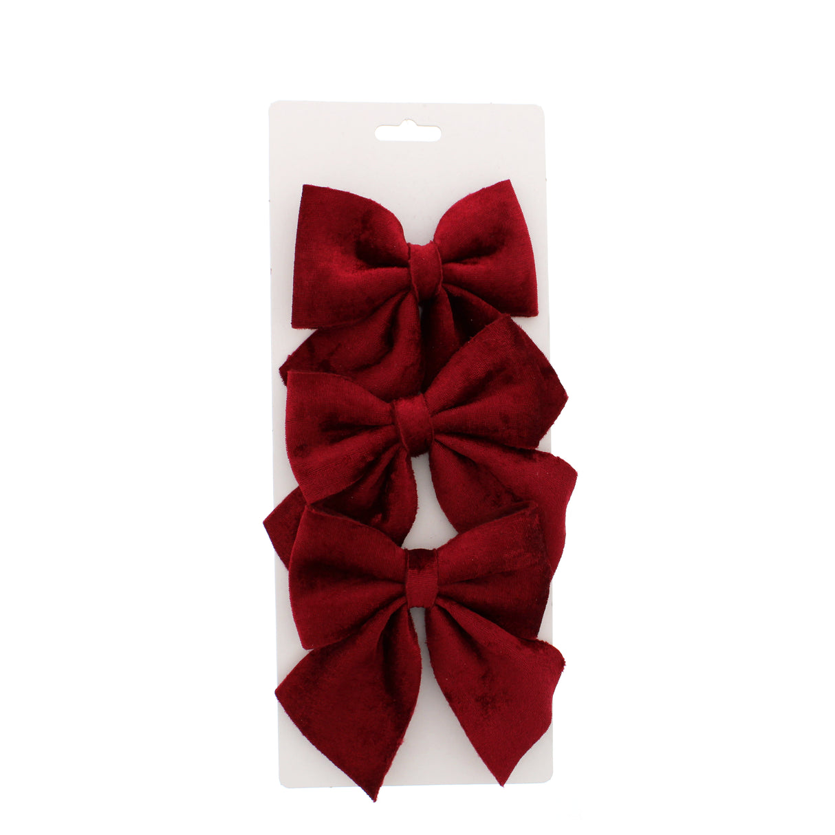 Festive 15cm Burgundy Velvet Hair Bows (3 piece)