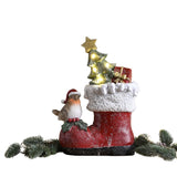 Festive 29cm Robin on a Boot Led Ornament - Battery Operated