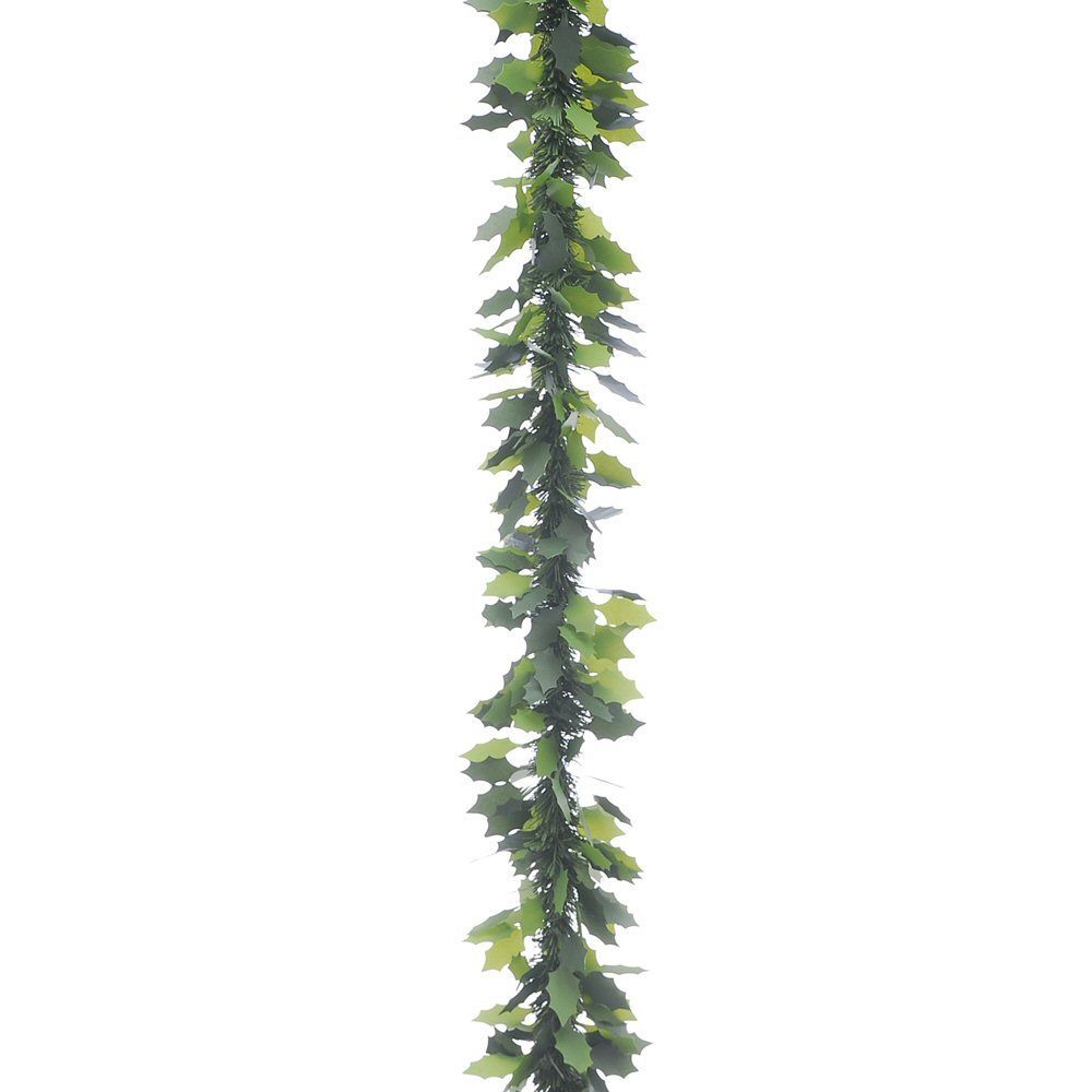 Festive 2m Matt Green Die Cut Holly Luxury Tinsel