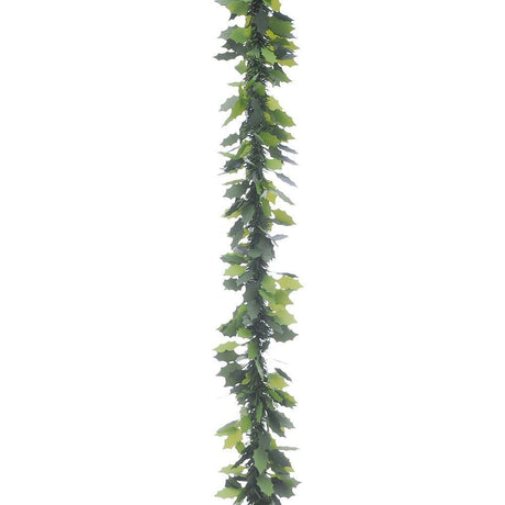 Festive 2m Matt Green Die Cut Holly Luxury Tinsel