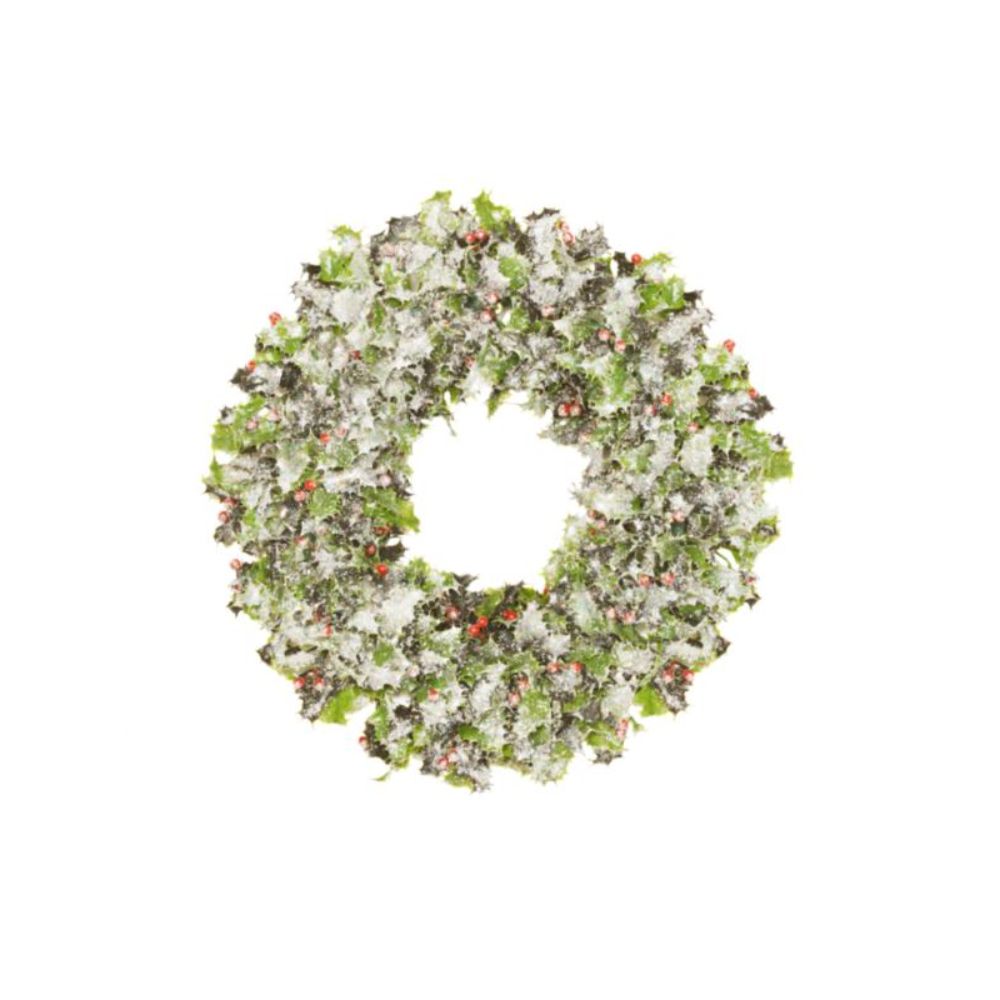 Festive 45cm Berry Plastic Frost Holly Wreath