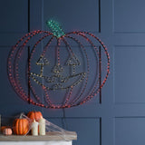 Festive 49cm Lit Flashing Pumpkin Silhouette Halloween Decoration