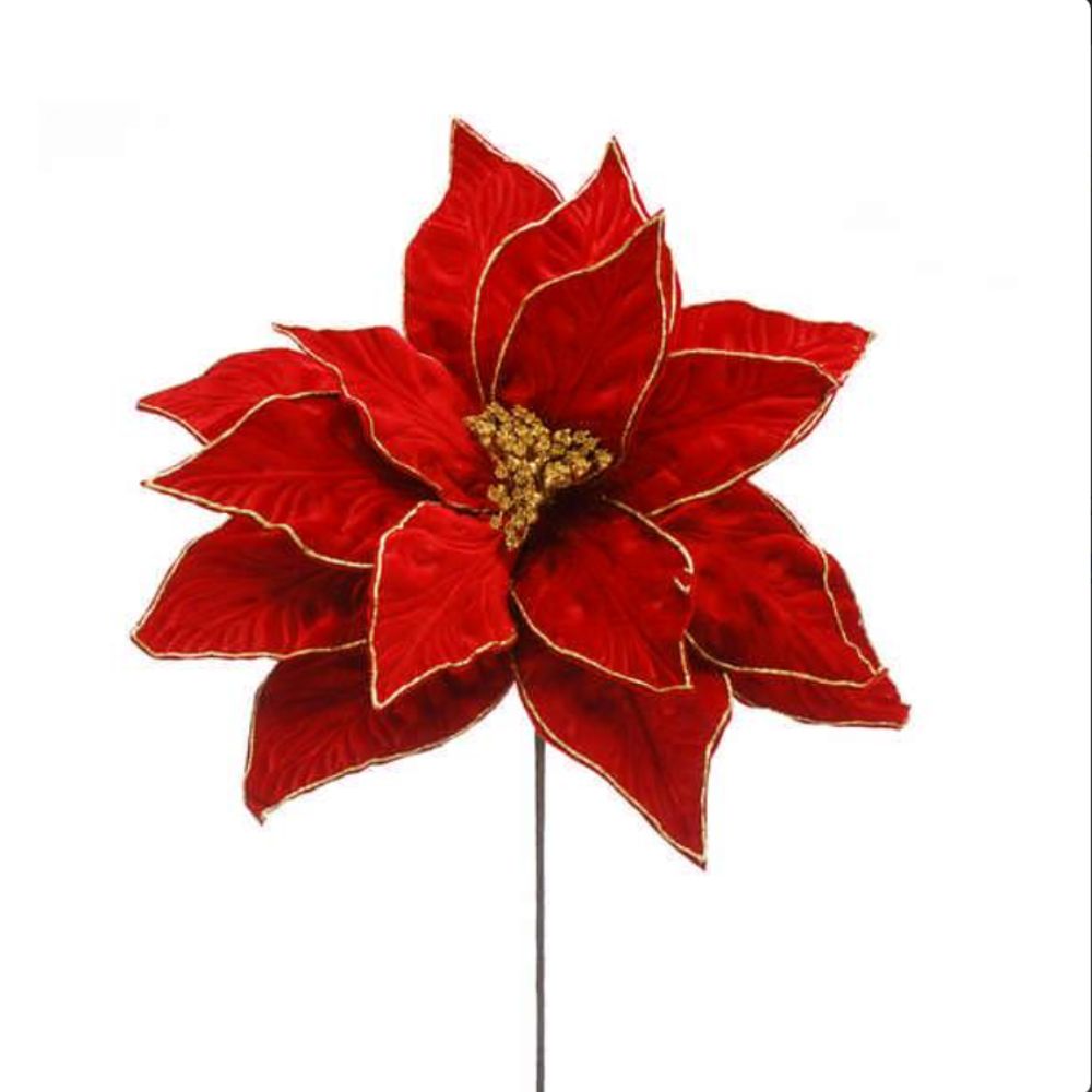 Festive 54cm Red Poinsettia Artificial Stem