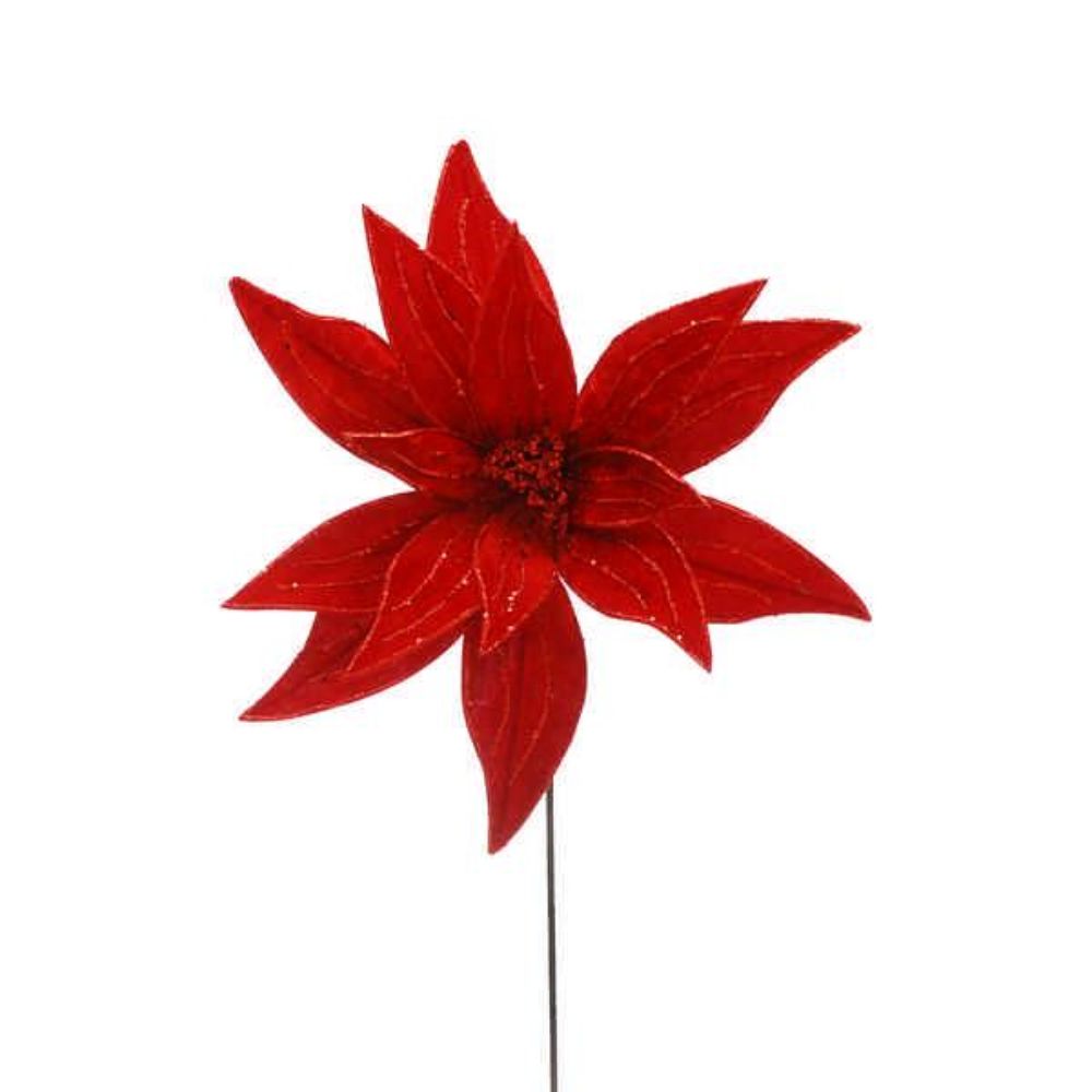Festive 65cm Red Velvet Glitter Artifical Stem