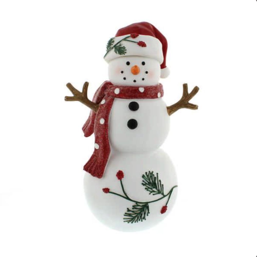 Festive Products  24cm Polyresin Snowman with Santa Hat Ornament