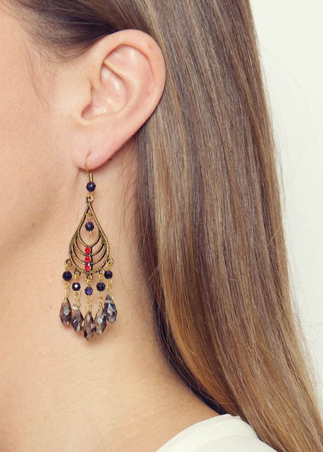 Rosie Fox Navy Starstone Gemstone Chandelier Earrings