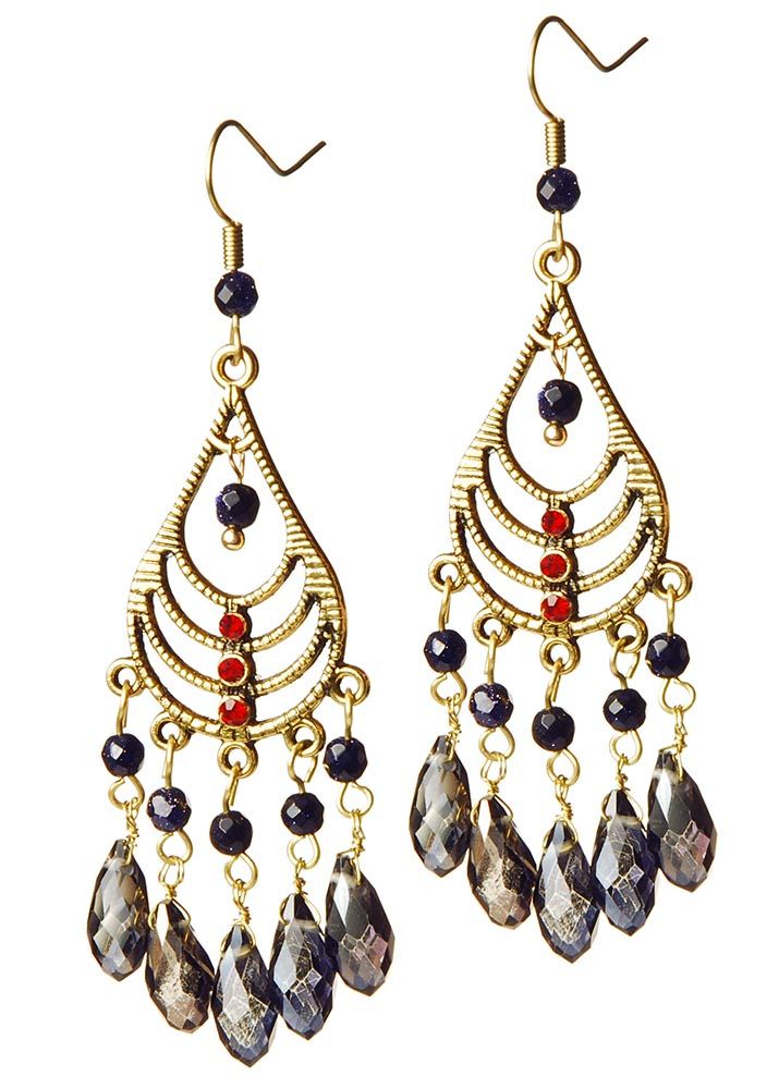 Rosie Fox Navy Starstone Gemstone Chandelier Earrings