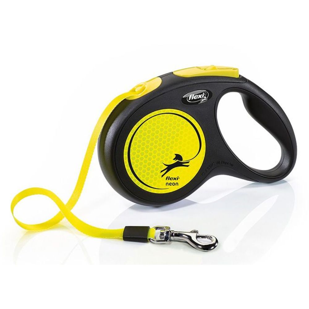 Flexi Neon Medium 5m Dog Lead  - Yellow